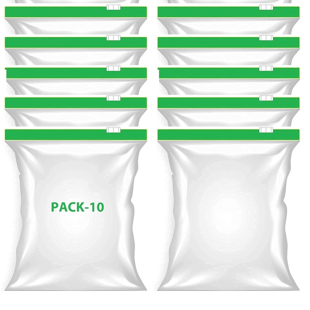 MOBDESK 10 Green Zipper Bag Zip Lock Pouch Veg Bag | Bags for Storage | Freezer Bags | Transparent Multi-Purpose Storage Slider Bags | Food Storage Bag | Stationery Pouch | Reusable Ziplock Pouch