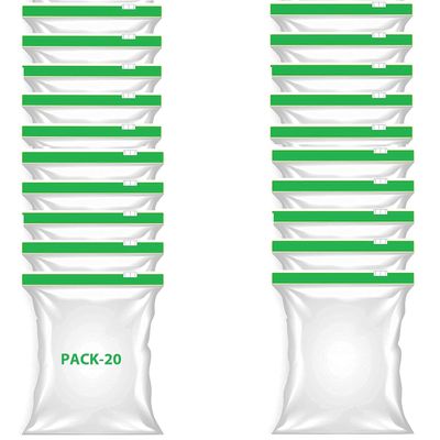 MOBDESK 20 Green Zipper Bag Multi-Purpose Storage Slider Bags | Reusable Ziplock Pouch | Food Storage Bag | Transparent Stationery Pouch | Freezer Bags | Pouch for Food