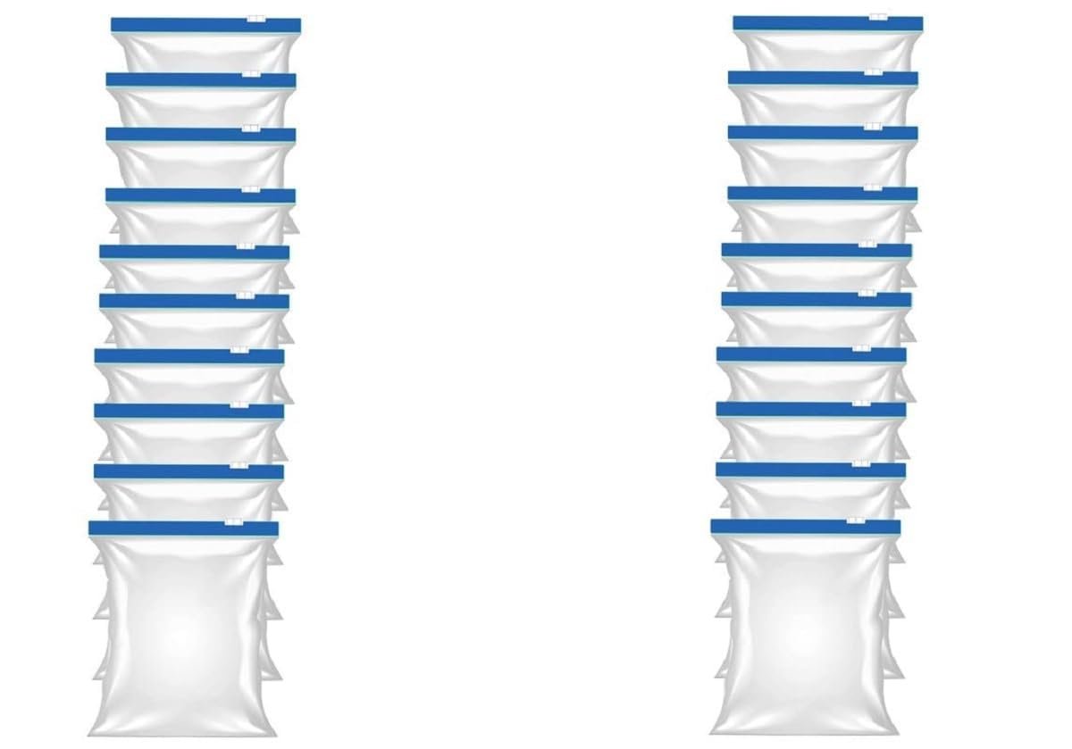 MOBDESK 20 Blue Zipper Bag | Zip Lock Pouch Veg Bag | Bags for Storage | Transparent Pouch | Multi-Purpose Storage Slider Bags | Reusable Ziplock Pouch | Food Storage Bag | Zip Lock Bag for Fridge
