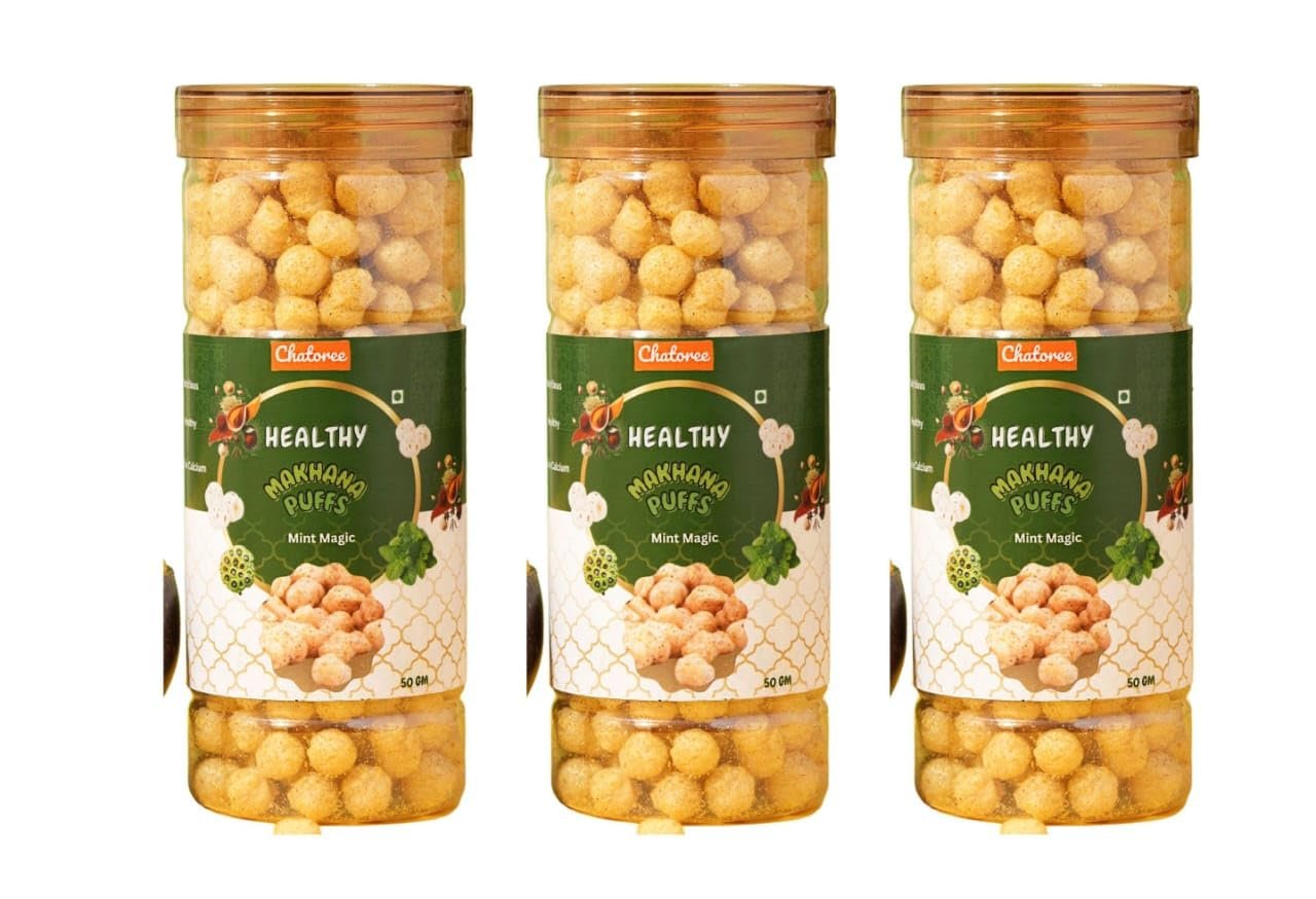 Chatoree Mint Magic Makhana Puffs on Amazon (Pack of 3, 150ml Each)