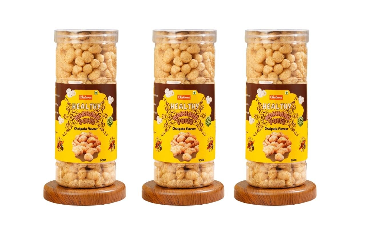 Chatoree Healthy Makhana Puffs on Amazon (Chatpata Flavor, 3-Pack, 500ml Storage Container)