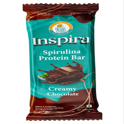 Inspira Creamy Chocolate Spirulina Powered Nutritional Bars | Pack of 6 x 52g | 9.81 g Protein | 4.2 g Dietary Fibre | No Artificial Sweeteners Preservatives or Refined Sugar| All Natural Ingredients