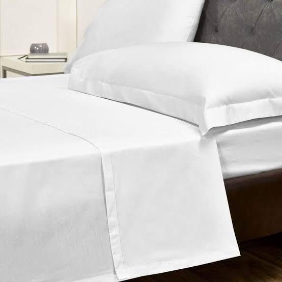 BASEMENT TO ATTIC DECOR Solid Plain 100% Cotton Bedsheet with Pillow Covers |Soft and Breathable bedsheets | Plane Bedsheet for Hotel, Guest House and Hospitals (White, Queen- 90"90")