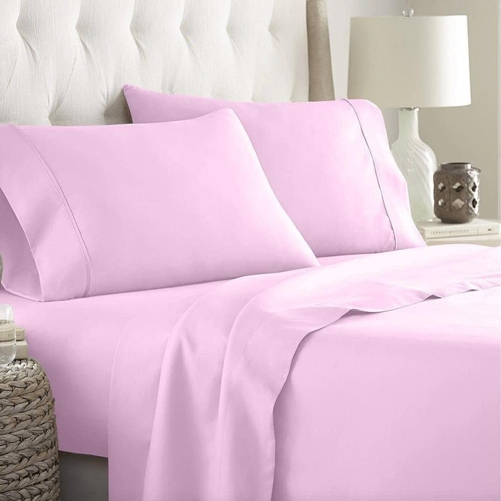 BASEMENT TO ATTIC DECOR Solid Plain 100% Cotton Bedsheet with Pillow Covers |Soft and Breathable bedsheets | Plane Bedsheet for Hotel, Guest House and Hospitals (Pink, Super Queen-90100")