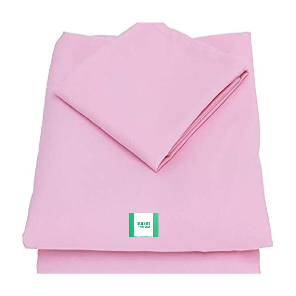 BASEMENT TO ATTIC DECOR Solid Plain 100% Cotton Bedsheet with Pillow Covers |Soft and Breathable bedsheets | Plane Bedsheet for Hotel, Guest House and Hospitals (Pink, Queen- 90"90")