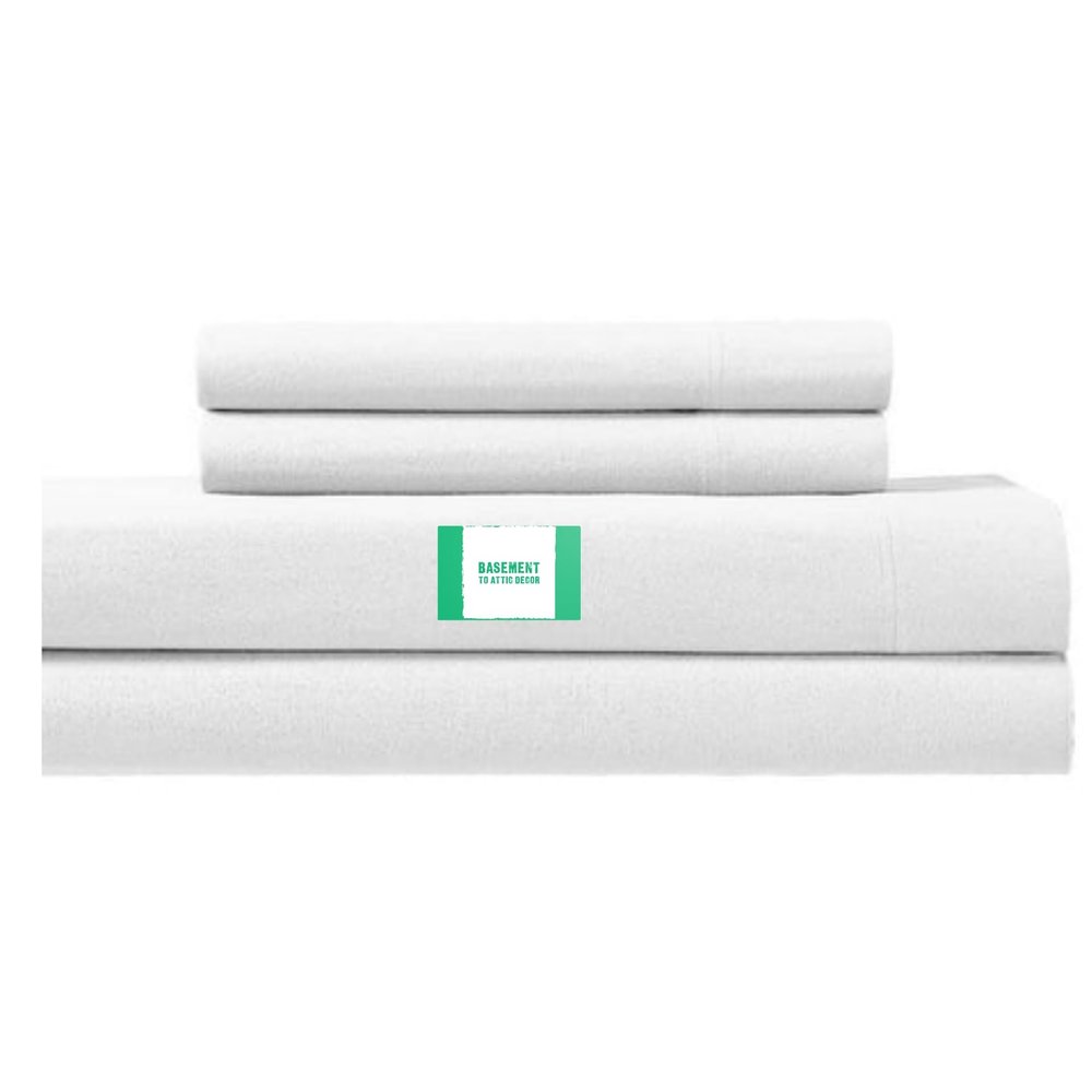 BASEMENT TO ATTIC DECOR Solid Plain 100% Cotton Bedsheet with Pillow Covers |Soft and Breathable bedsheets | Plane Bedsheet for Hotel, Guest House and Hospitals (White, King 108"108")