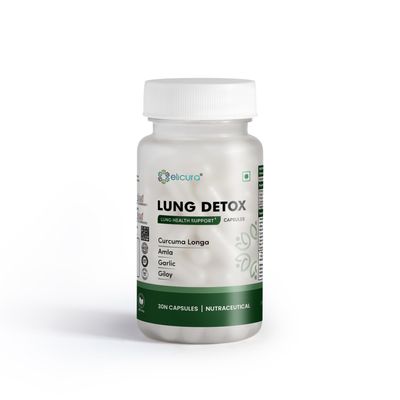 Elicura Lung Detox Supplement | Amla, Garlic, and Giloy | Plant-based formula for Lung Health, Respiratory Support, and Detoxification | Helps Cleanse Toxins, Boost Immunity, and Improve Breathing -30 Veg Capsules