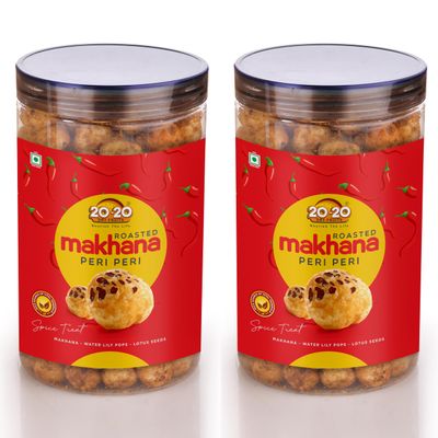 20-20 Dry Fruits Peri PEri Flavored Makhana | Healthy Fox Nuts Snacks | Gluten-Free, Crunchy | 70gx2 Resealable