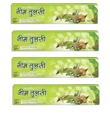 Austro Tulsi Neem Tooth Paste with Freshness of Tulsi 75g (Pack of 4)