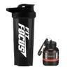 Fit Focus Sports Gym Shaker with WHEY Container Bottle|Shaker Bottle|Gym Shaker|100% Leak-Proof Guarantee Protein Shaker|30G Whey Container|700 ML Shaker Bottle for PRE Workout|BPA Free (Black) view 1