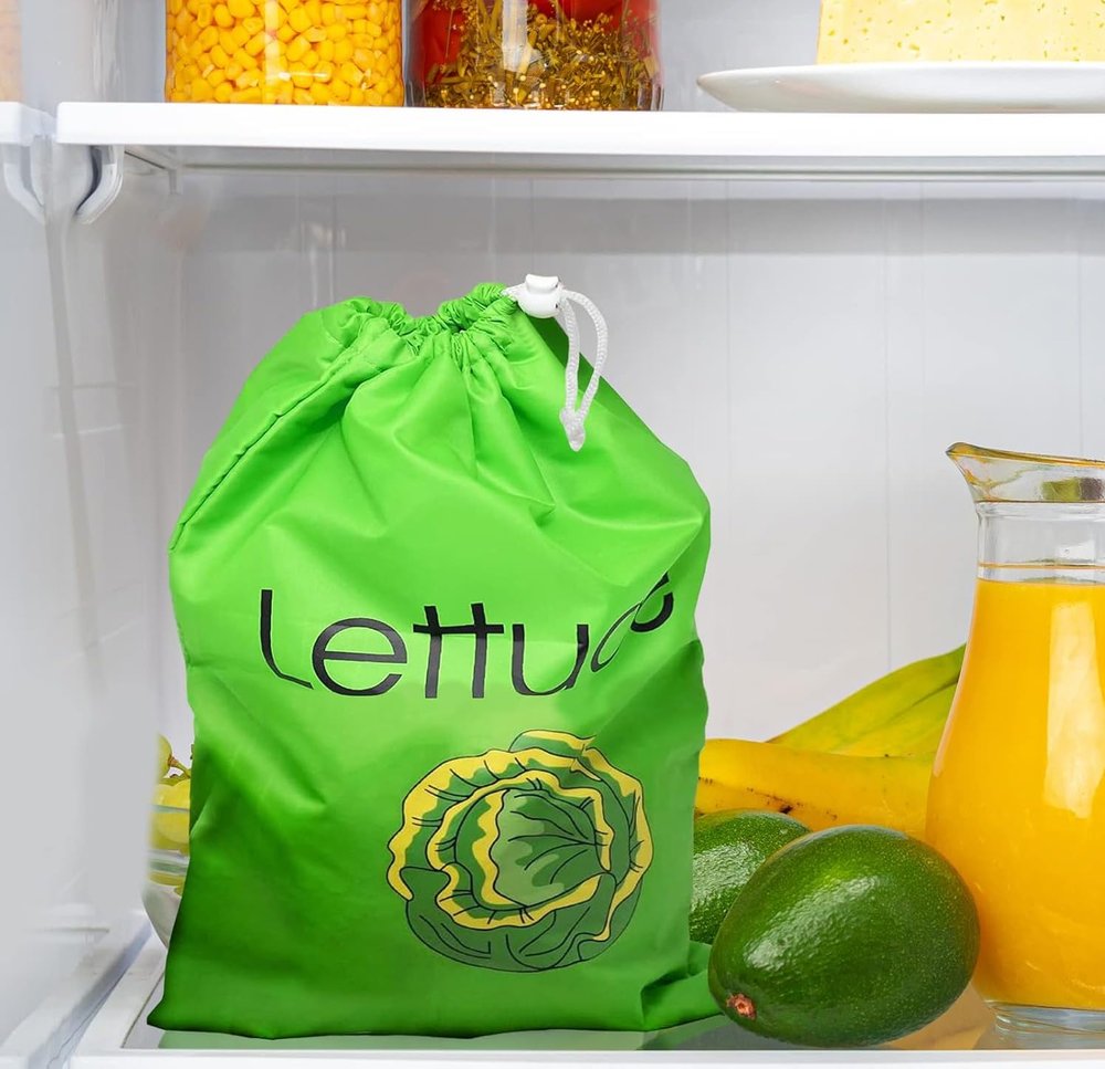 Fruit & Vagitable Fresh Reusable Produce Bags - Bananas Fresh Produce Bags for Fridge Lettuce Bag - Banana Holder Fresh Fruit and Vegetable Storage Bags (4)
