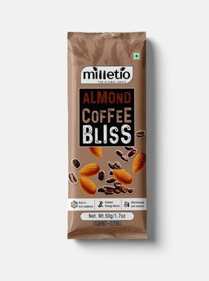 Milletio Millet Coffe Almond Protein Bars - 50gm | Healthy Protein Snacks, For Energy & Fitness | No Added Sugar, No Cholesterol & Trans Fat | (Each Pack of 50gm)