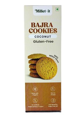 Millet-it Bajra Coconut Cookie|Gluten Free Cookies|Millet jaggery Cookies|Sugarfree|Protien rich|Mineral rich|Kids & Adult 120gm