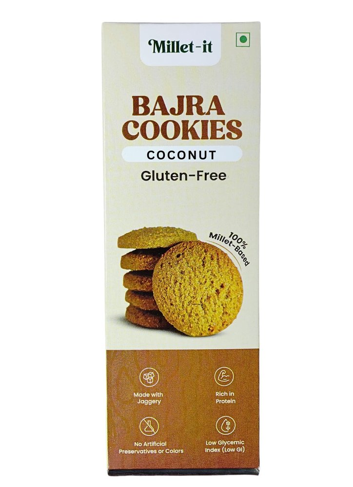 Millet-it Bajra Coconut Cookie|Gluten Free Cookies|Millet jaggery Cookies|Sugarfree|Protien rich|Mineral rich|Kids & Adult 120gm