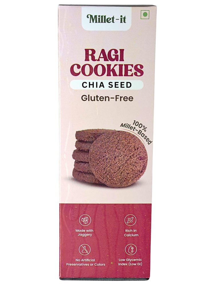 Millet-it Ragi Chia seed Cookies|Gluten Free Cookies|Millet jaggery Cookies|Sugarfree|Calcium rich|Omega6 rich|Kids & Adult 120gm