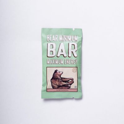 Brawny Bear Date Energy Bars Fig & Pistachio, No Added Sugar, 100% Natural, Vegan & Gluten-Free, High Fiber & Protein Snack, Healthy Energy Bars, Pack of 12 (25g Each)