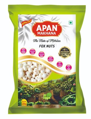 Apan Makhana - The Taste of Mithilaa Foxnuts - 250 Gram | Makhana | Hand Picked Makhana | Gluten Free, Calcium Rich & High in Fiber | Healthy Snack | Nutrient-Rich Healthy Dry Fruit