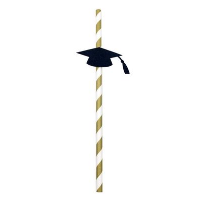 BNF10 Pieces Glitter Dr. Cap Stripe Paper Drinking Straw Graduation Party Decor|10 Pieces Paper Straws|Home & Garden