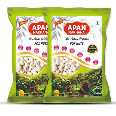 Apan Makhana - Premium Foxnuts | Hand-Picked, Gluten-Free, Calcium-Rich & High-Fiber Healthy Snack | Nutrient-Rich Phool Makhana with 12 Vital Nutrients | Naturally Fat-Free, High-Protein Dry Fruit | Large, Crunchy & Hygienically Packed | Ideal for F