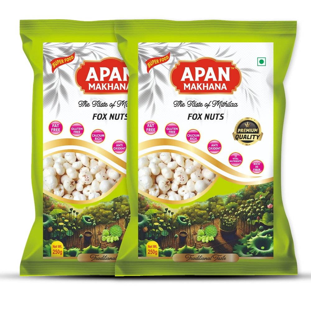 Apan Makhana - Premium Foxnuts | Hand-Picked, Gluten-Free, Calcium-Rich & High-Fiber Healthy Snack | Nutrient-Rich Phool Makhana with 12 Vital Nutrients | Naturally Fat-Free, High-Protein Dry Fruit | Large, Crunchy & Hygienically Packed | Ideal for F