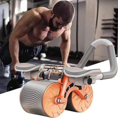 Smile ExerciseAb Roller Wheel Automatic Rebound 2 in 1 for Abs Workout Abdominal Fitness Wheel for Men Women, Dynamic Core Trainer Plank Exercise Wheels with Phone Stand for Home Gym