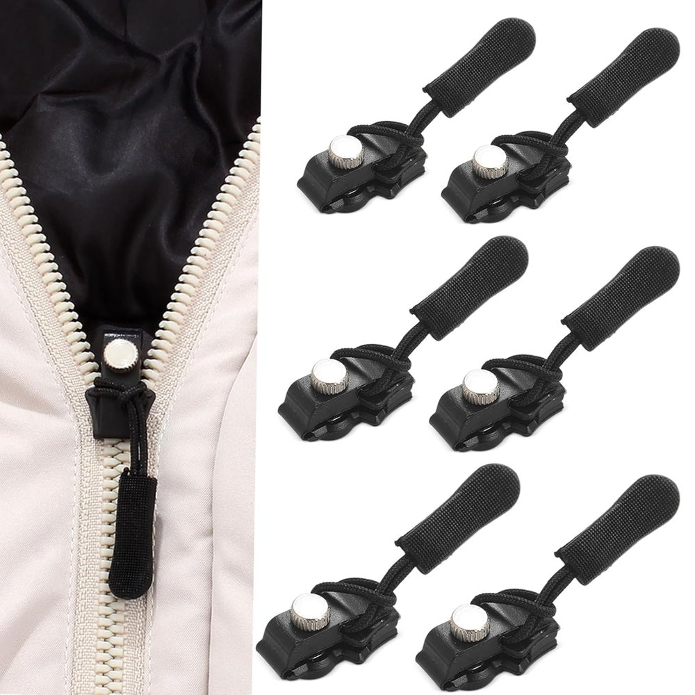 PEPONZ Zipper Repair Kit with Nylon Pull Tabs & Cords  Replacement Metal and Plastic Zipper Pulls for Sliding Teeth  Universal Screw Fix Removable Zippers for Bags, Garments & More_ (Pack of 20)