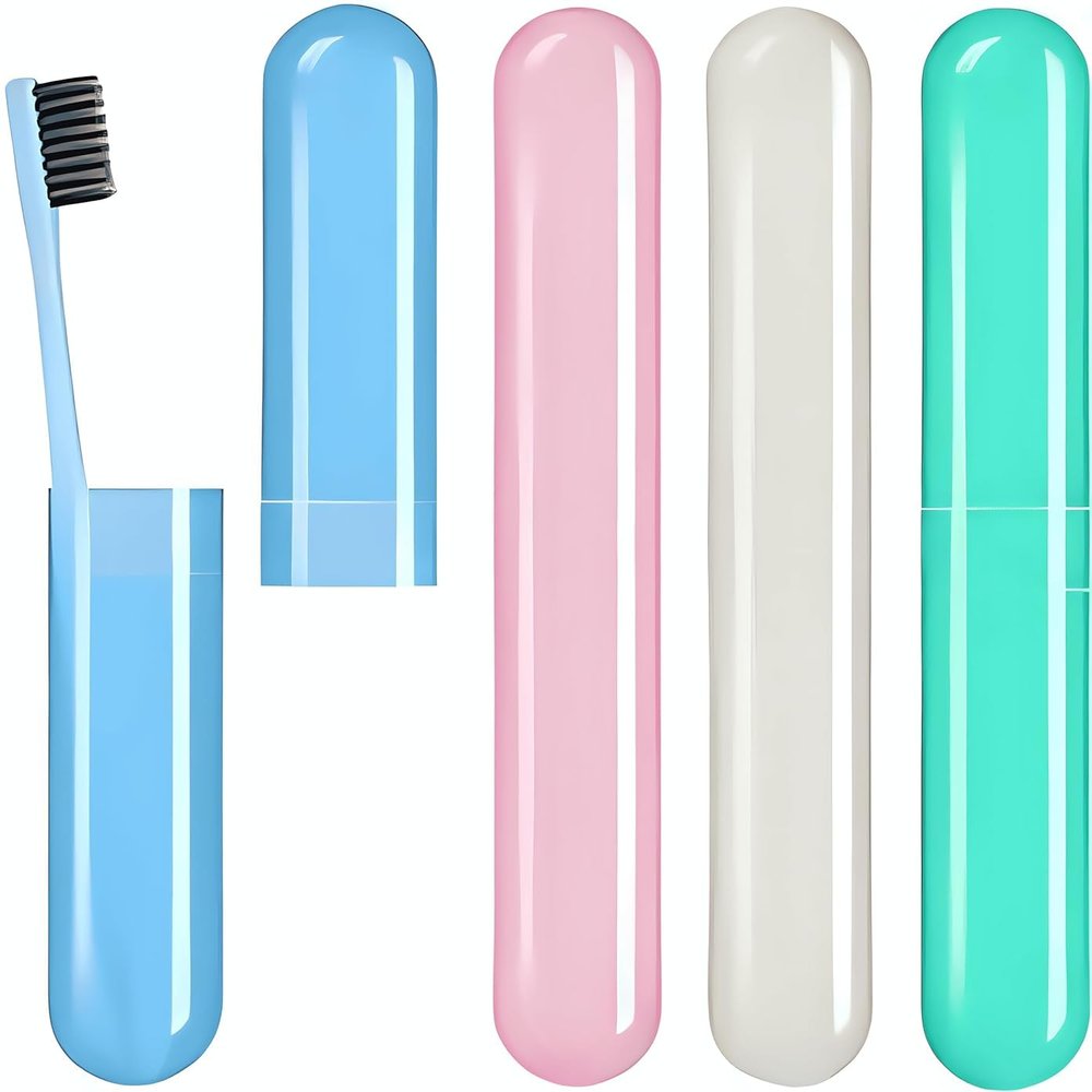 3 Pcs Plastic Toothbrush Cover, Anti Bacterial Toothbrush Case Box, Portable Toothbrush Container for Traveling, Outdoor, Camping, Cap Cover Protect Case Box Toothbrush (Multicolor)
