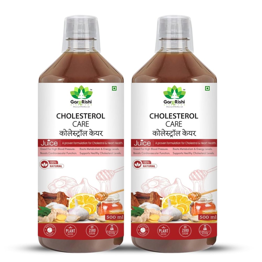 GAGRISHI Cholesterol Care Juice 100% Natural Heart Health Support Helps Regulate Cholesterol & Blood Pressure Boosts Cardiovascular Function, Metabolism & Energy Ayurvedic Plant-Based Formula (1000)