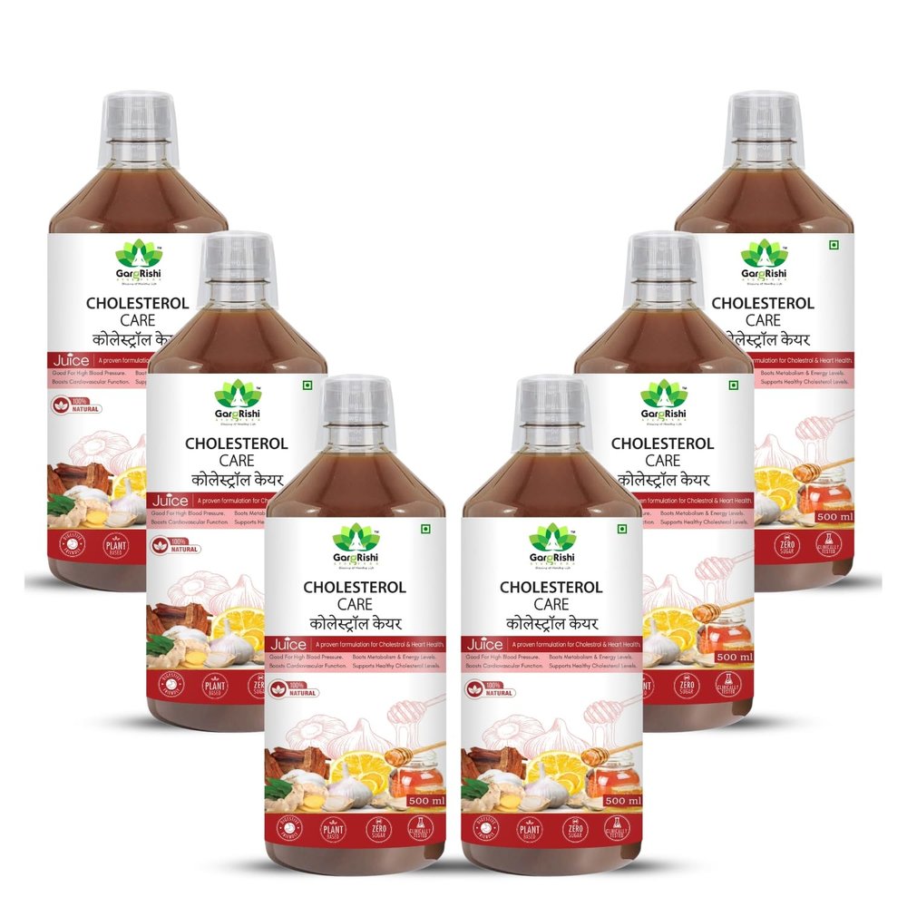 GAGRISHI Cholesterol Care Juice  100% Natural Heart Health Support  Helps Regulate Cholesterol & Blood Pressure  Boosts Cardiovascular Function, Metabolism & Energy  Ayurvedic Plant-Based Formula (3000)