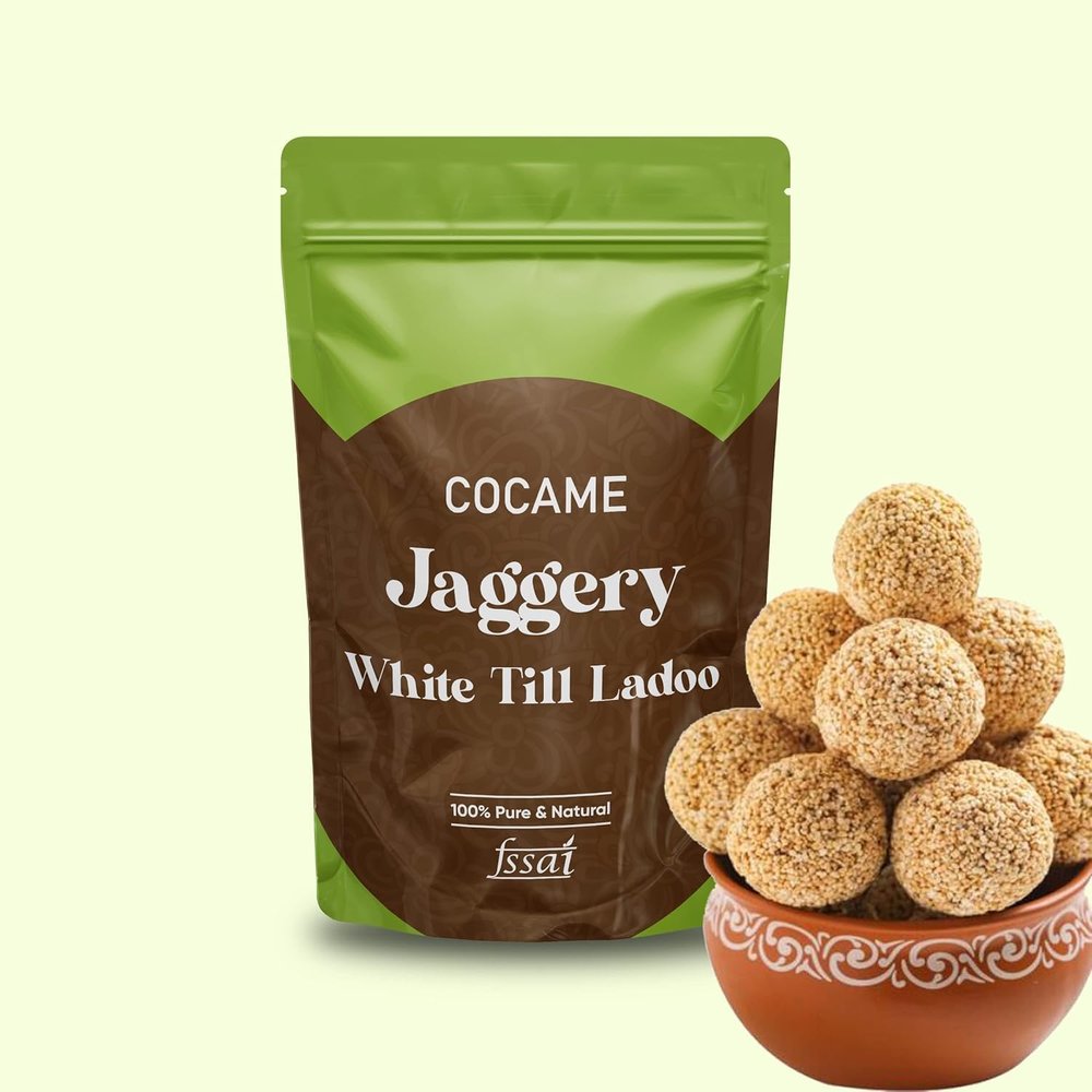 COCAME Pure Natural Jaggery White Till Balls | Sweet Seesame Seeds Balls | Healthy Nuvvula Laddu |bellam nuvvulundalu - (500 Grams)