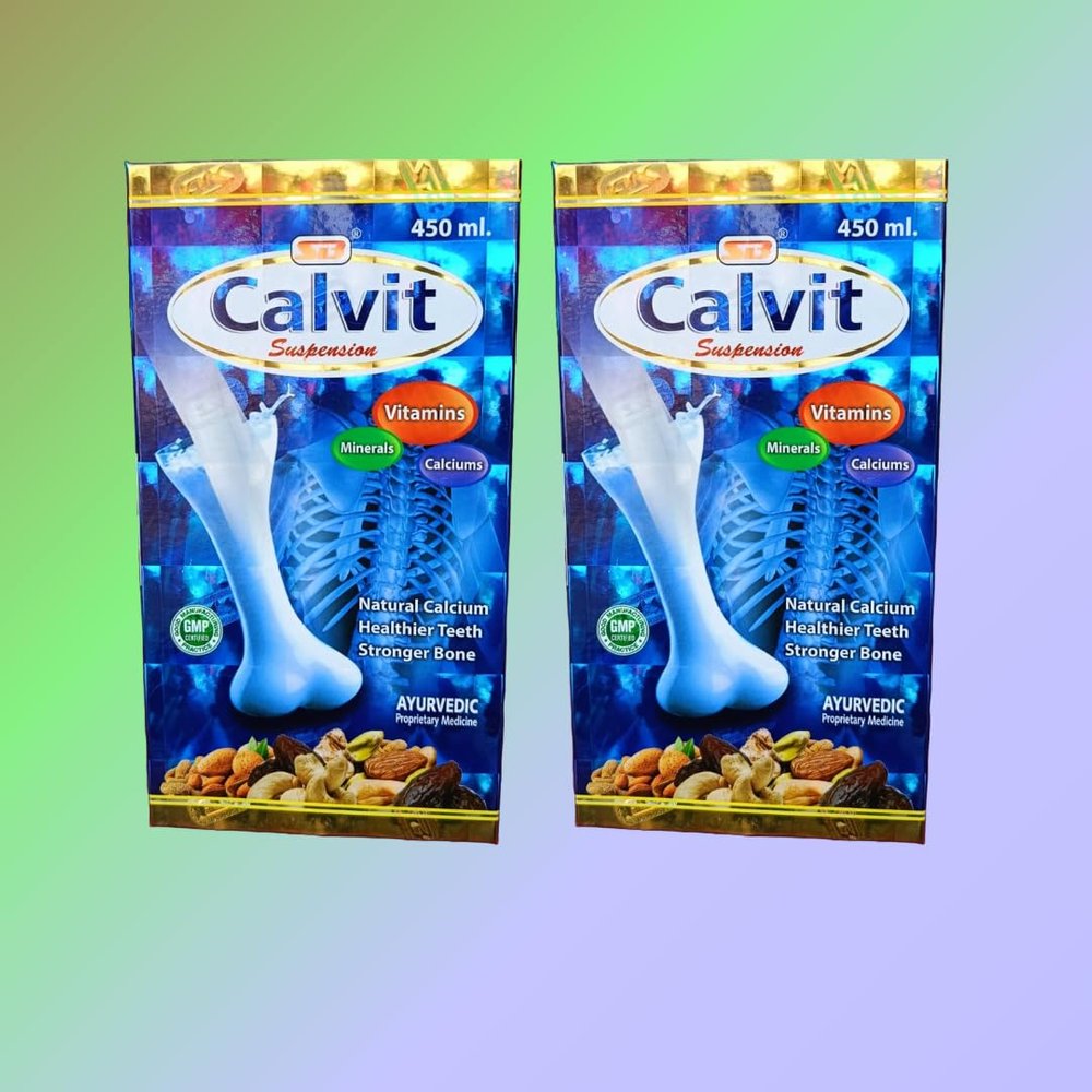 Calvit Ayurvedic Calcium Suspension with Vitamins and Minerals, 450ml, Pack of 2