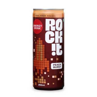 ROCK!T PEACH ENERGY DRINK 250ML CAN - PACK Of 6