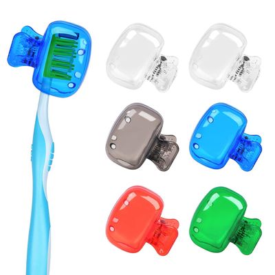 Caltero Toothbrush Head Cover, Portable Plastic Protective Clips for Travel, Bathroom, Camping, Multicolour, Pack of 2 (Pack of 10)