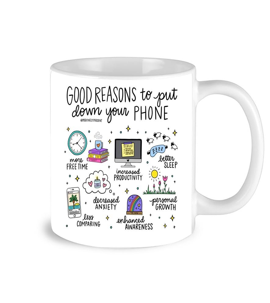 Digital Detox Coffee Mug & Tea Cup  Mindfulness, Productivity & Relaxation for a Balanced Life, 330ml