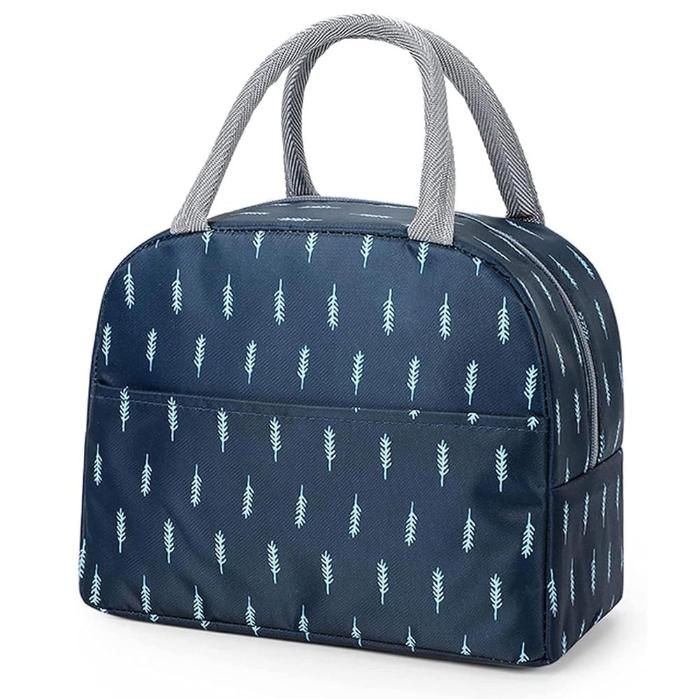 EXPORTTANZA Large Insulated Lunch Bag for Office Men, Women, Kids School, Travel Tiffin Bag Pouch, Hot & Cold Lunch Box Bags for Boys, and Girls (Blue Leaf)