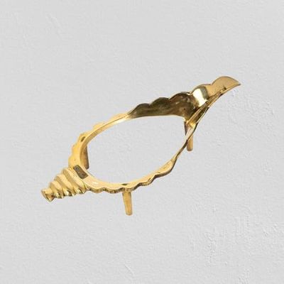 BUY N RELAX Decorative Brass Shankh Stand, Medium Size, Gold Finish,