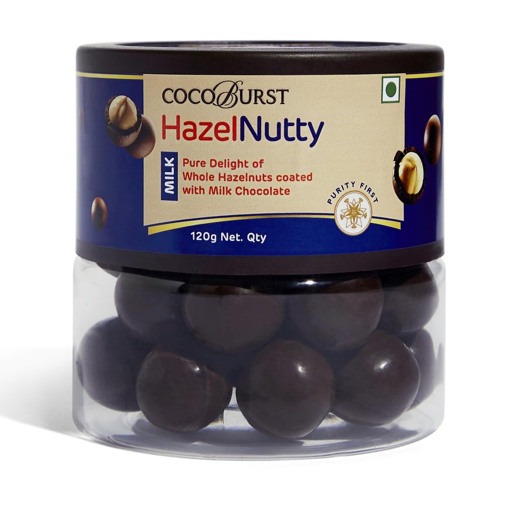 Jindal Cocoa Cocoburst Milk Hazelnutty - 120g | Pure Delight of Whole Hazelnuts Coated with Milk Chocolate Dragees
