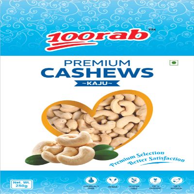 100RAB Pure Cashews Whole/Kaju, 250g, Nutritious & Delicious, Premium Kaju nuts, Rich in Protein, Magnesium & Phosphorus, Deluxe Size & Crunchy Nuts