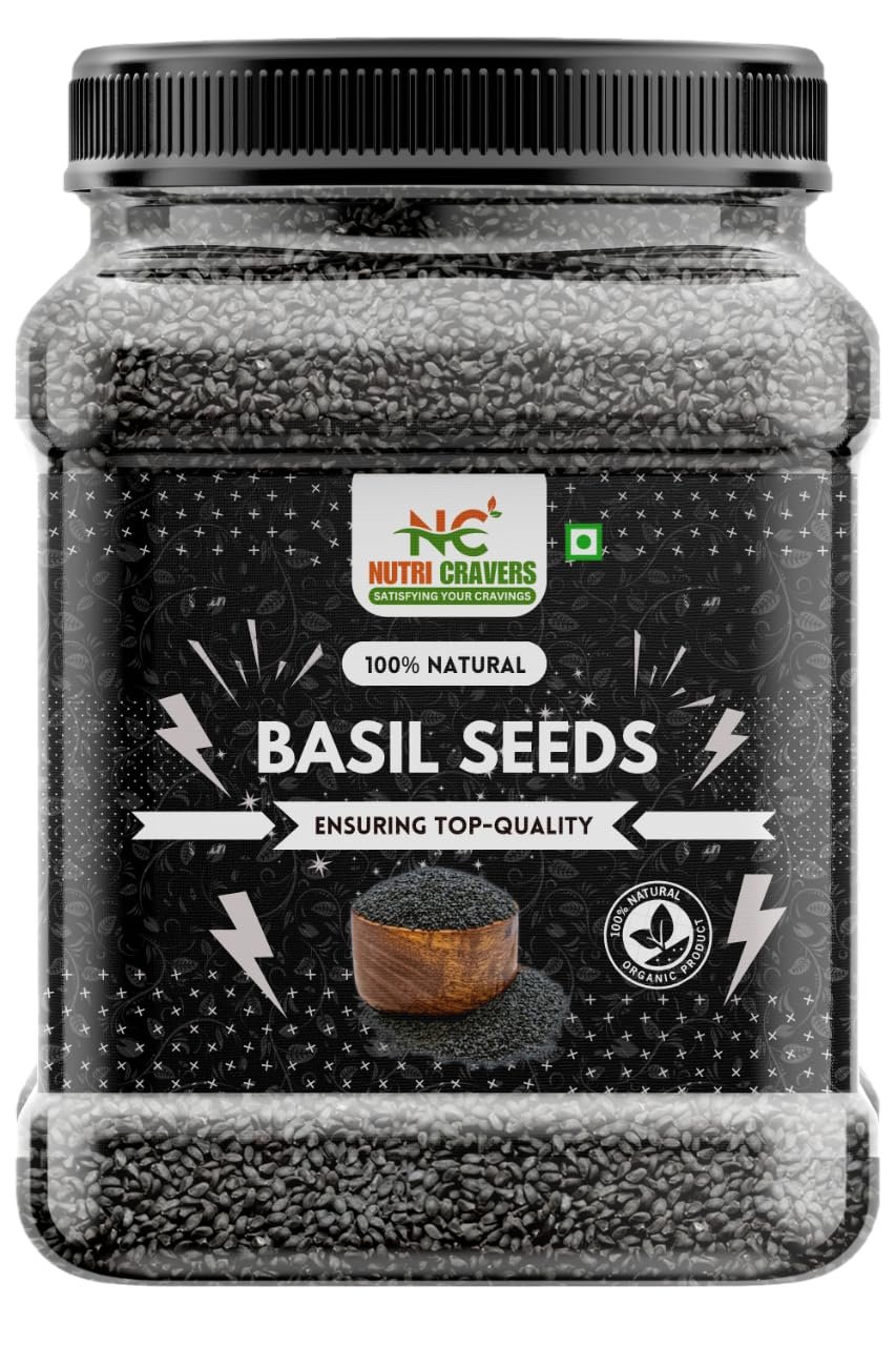Nutri Cravers Basil Seeds 1KG | Healthy munchies Energy-dense bites Boosts heart wellness Supports brain function
