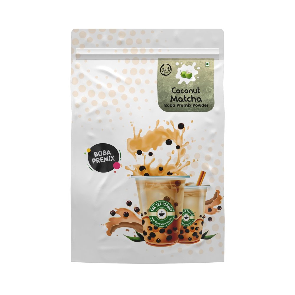 Tea Planet Coconut Matcha Boba Premix (3 in 1) Instant Creamy Coconut & Matcha Milk Powder for DIY Bubble Tea, Smoothies, Milkshakes & Desserts Vegan-Friendly, Non-GMO 1000g Resealable Pack