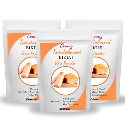Crowny Sandalwood Bikini Wax Powder for Hair Removal | Painless 10 Min Hair Removal for Women & Men | No Harmful Chemicals, No Irritation | Herbal Waxing Powder for Hands, Legs, Underarms & Bikini