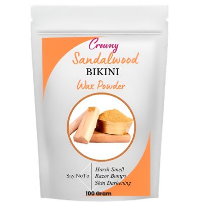 Crowny Sandalwood Bikini Wax Powder for Hair Removal | Painless 10 Min Hair Removal for Women & Men | No Harmful Chemicals, No Irritation | Herbal Waxing Powder for Hands, Legs, Underarms & Bikini