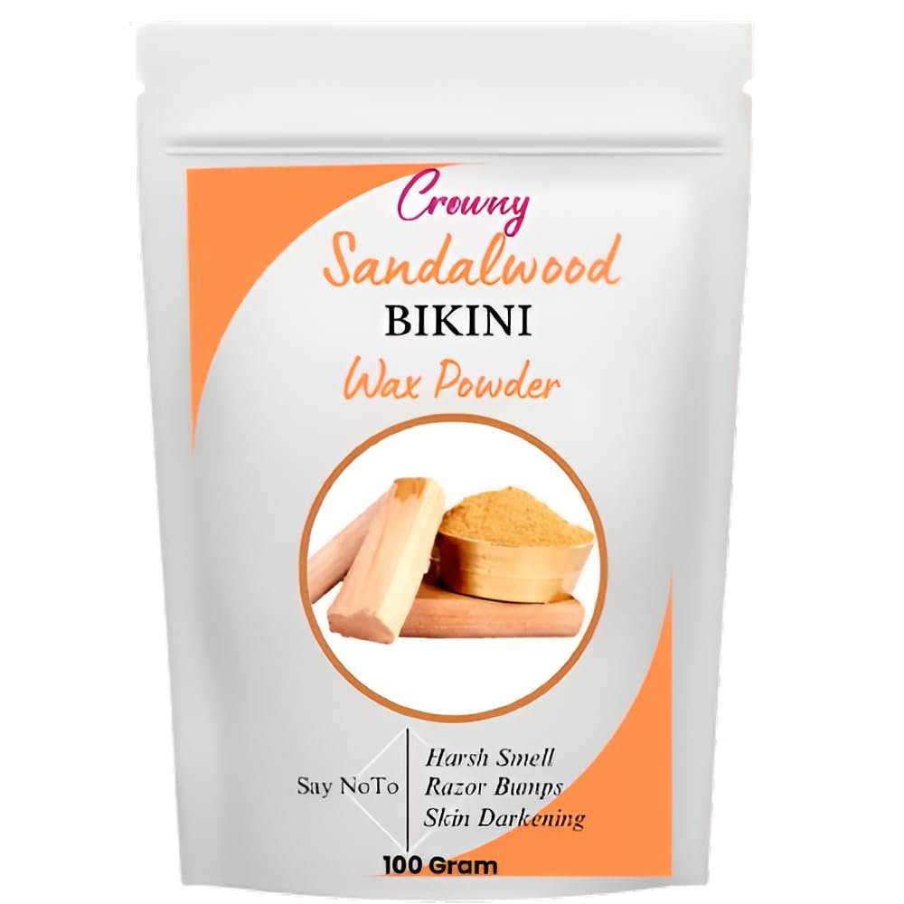 Crowny Sandalwood Bikini Wax Powder for Hair Removal | Painless 10 Min Hair Removal for Women & Men | No Harmful Chemicals, No Irritation | Herbal Waxing Powder for Hands, Legs, Underarms & Bikini