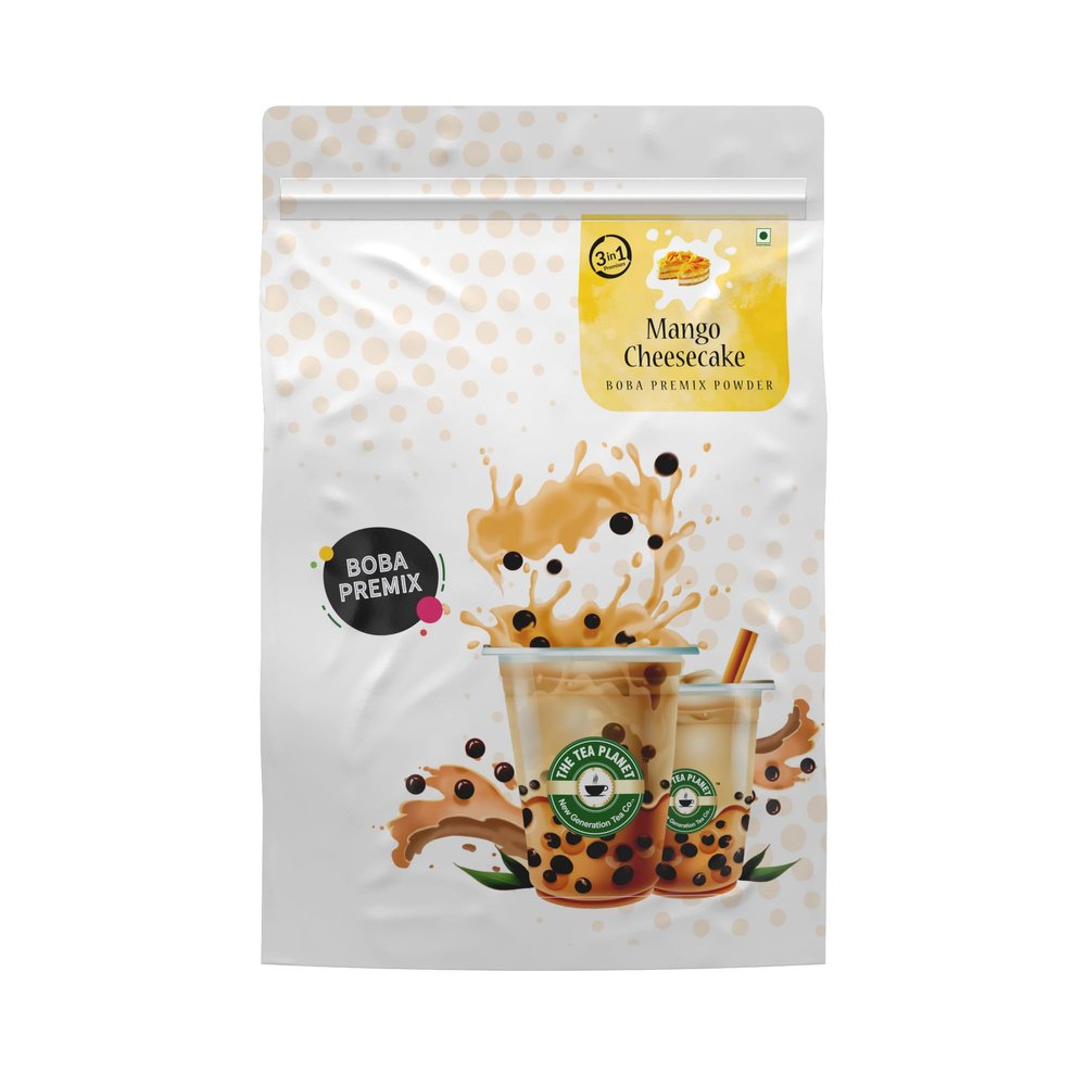 Tea Planet Mango Cheesecake Boba Premix (3 in 1) Instant Creamy Mango Milk Powder with Cheesecake Flavor for DIY Bubble Tea, Smoothies, Milkshakes & Desserts Vegan-Friendly, Non-GMO 1000g Resealable Pack