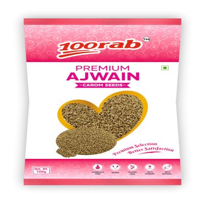 100RAB Premium Ajwain | Aromatic & Fresh for Cooking & Seasoning (100 Gram - 5 Packets, Ajwain)