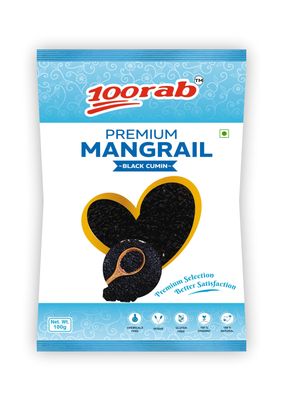 100RAB Premium Mangrail Black Cumin | Aromatic & Fresh for Cooking & Seasoning (100 Gram - 5 Packets, Mangrail)