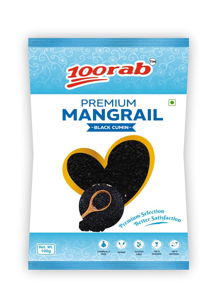 100RAB Premium Mangrail Black Cumin | Aromatic & Fresh for Cooking & Seasoning (100 Gram - 5 Packets, Mangrail)