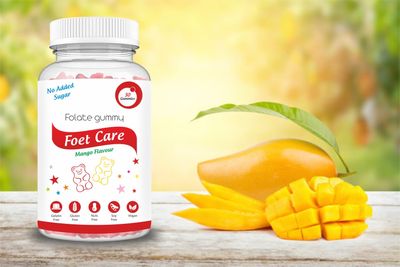 Aesthetic Folate Foet Care Improve Body Health Gummies for Adults | No Added Sugar | Mango Flavour