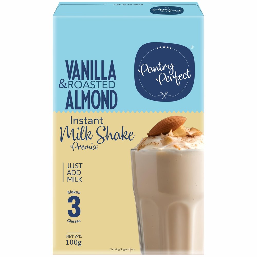 Pantry Perfect Vanilla & Roasted Almond Milkshake Premix (100g) I Suitable For Making Thick & Smooth Texture Milkshakes
