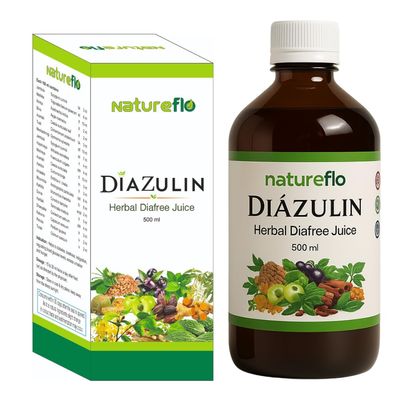 Natureflo Diazulin Diabetes Control Juice Ayurvedic Sugar Control Herbal Drink with Karela, Jamun, Amla, Neem Natural Diafree Juice 500ml For Men & Women, Clinically Proven Ingredients